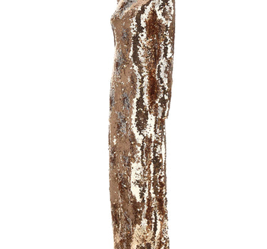 RABANNE Abito lungo con paillettes GOLD Donna 