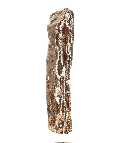 RABANNE Abito lungo con paillettes GOLD Donna 
