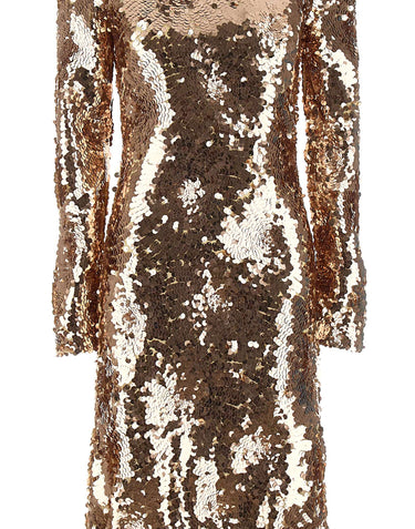 RABANNE Abito lungo con paillettes GOLD Donna 