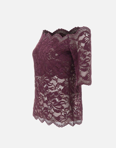 Top in pizzo a maniche corte 26AJTO697PA0170 P534 RABANNE 