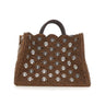 RABANNE Borsa a mano in rafia con dischi metallici BROWN Donna 