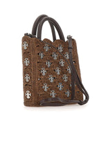 RABANNE Borsetta a mano in rafia con dischi metallici BROWN Donna 
