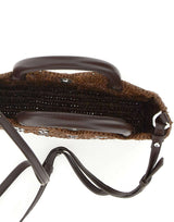 RABANNE Borsetta a mano in rafia con dischi metallici BROWN Donna 