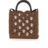 RABANNE Borsetta a mano in rafia con dischi metallici BROWN Donna 