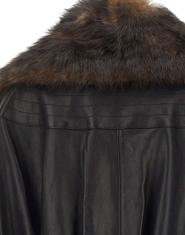 RABANNE Giacca in pelle con collo in montone BROWN Donna 