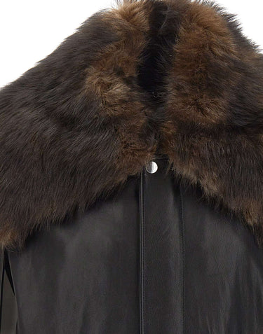 RABANNE Giacca in pelle con collo in montone BROWN Donna 