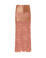 RABANNE Gonna midi in pizzo e jersey Pink Donna 