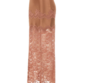 RABANNE Gonna midi in pizzo e jersey Pink Donna 