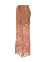 RABANNE Gonna midi in pizzo e jersey Pink Donna 