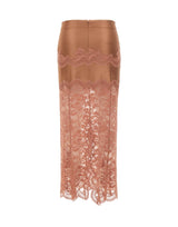 RABANNE Gonna midi in pizzo e jersey Pink Donna 