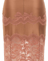 RABANNE Gonna midi in pizzo e jersey Pink Donna 