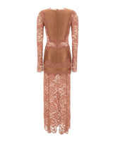 RABANNE Abito lungo in jersey e pizzo Pink Donna 