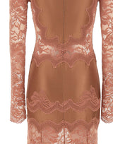 RABANNE Abito lungo in jersey e pizzo Pink Donna 