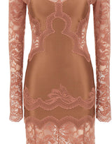 RABANNE Abito lungo in jersey e pizzo Pink Donna 