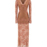 RABANNE Abito lungo in jersey e pizzo Pink Donna 