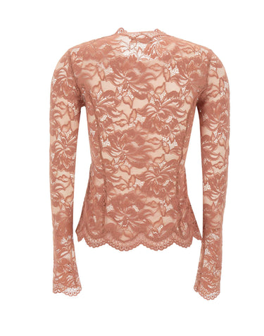 RABANNE Top in pizzo a maniche lunghe Pink Donna 