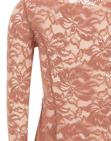 RABANNE Top in pizzo a maniche lunghe Pink Donna 