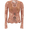RABANNE Top in pizzo a maniche lunghe Pink Donna 