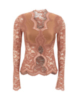 RABANNE Top in pizzo a maniche lunghe Pink Donna 