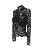 RABANNE Top in pizzo con occhielli BLACK Donna 