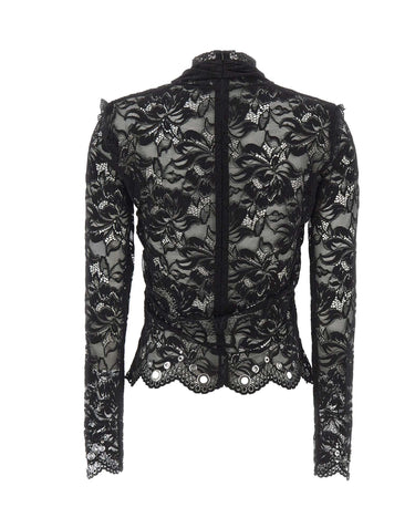 RABANNE Top in pizzo con occhielli BLACK Donna 
