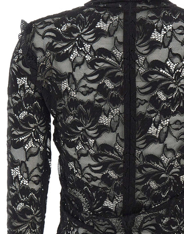 RABANNE Top in pizzo con occhielli BLACK Donna 