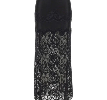 RABANNE Gonna midi in pizzo BLACK Donna 