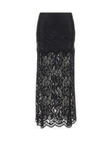 RABANNE Gonna midi in pizzo BLACK Donna 