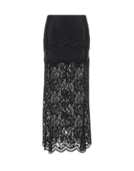 RABANNE Gonna midi in pizzo BLACK Donna 