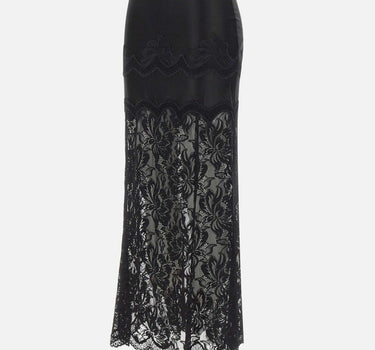 RABANNE Gonna midi in pizzo BLACK Donna 