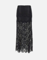 RABANNE Gonna midi in pizzo BLACK Donna 
