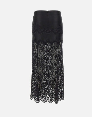 RABANNE Gonna midi in pizzo BLACK Donna 