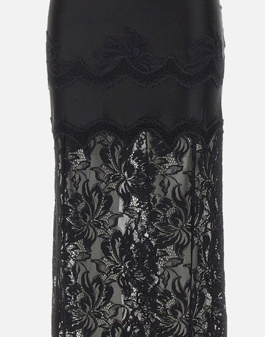 RABANNE Gonna midi in pizzo BLACK Donna 