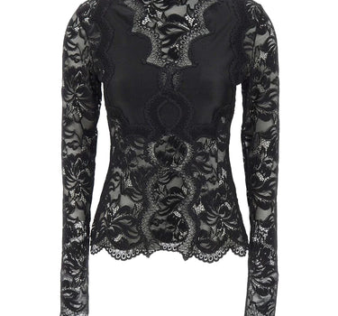 RABANNE Top in pizzo a maniche lunghe cut-out BLACK Donna 