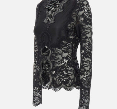 RABANNE Top in pizzo a maniche lunghe cut-out BLACK Donna 