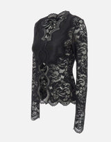 RABANNE Top in pizzo a maniche lunghe cut-out BLACK Donna 