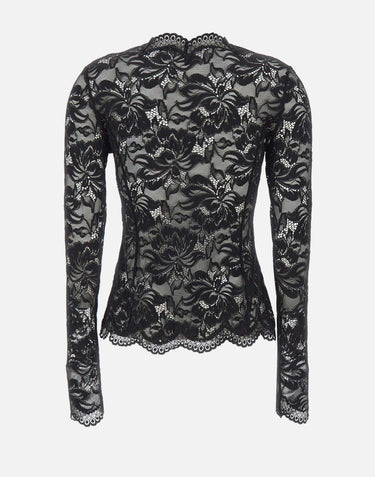 RABANNE Top in pizzo a maniche lunghe cut-out BLACK Donna 