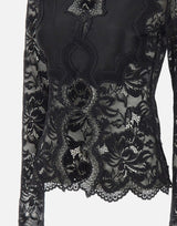 RABANNE Top in pizzo a maniche lunghe cut-out BLACK Donna 