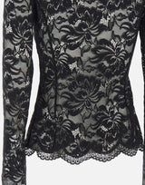 RABANNE Top in pizzo a maniche lunghe cut-out BLACK Donna 