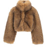 ROTATE "Faux fur crop jkt" BROWN Donna 