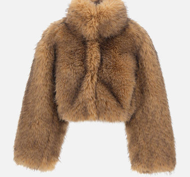 ROTATE "Faux fur crop jkt" BROWN Donna 