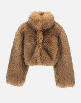 ROTATE "Faux fur crop jkt" BROWN Donna 