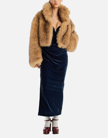 ROTATE "Faux fur crop jkt" BROWN Donna 