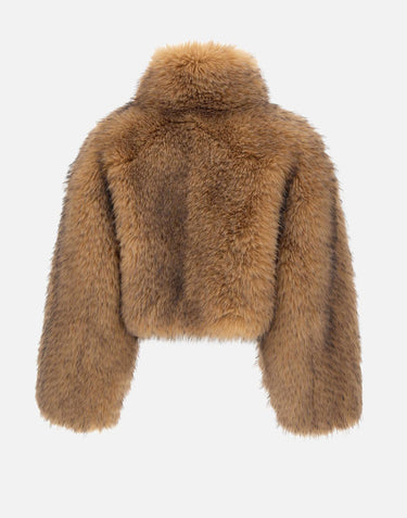 ROTATE "Faux fur crop jkt" BROWN Donna 