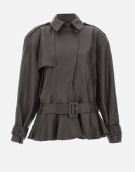 ROTATE Giacca biker in pelle BROWN Donna 