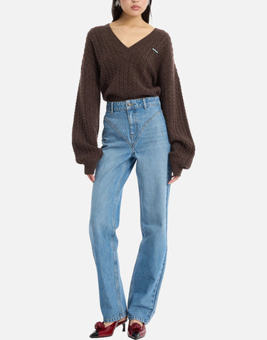 Maglia a trecce con scollo a V 116434 2037 ROTATE BIRGER CHRISTENSEN 
