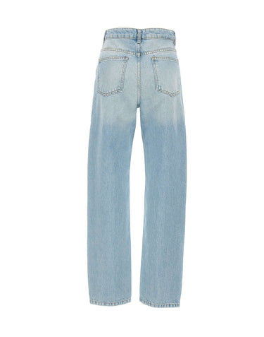 ROTATE Jeans dritti con zip Light Blue Donna 