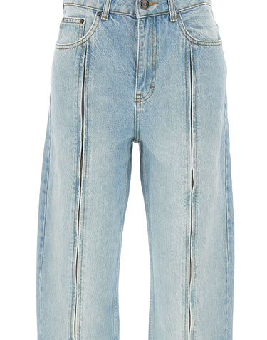 ROTATE Jeans dritti con zip Light Blue Donna 
