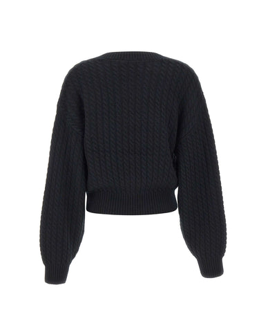 ROTATE Maglione girocollo a trecce BLACK Donna 