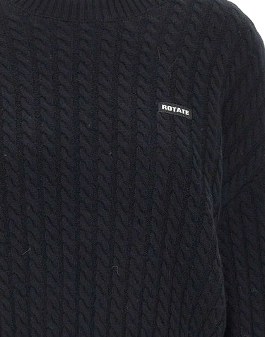 ROTATE Maglione girocollo a trecce BLACK Donna 